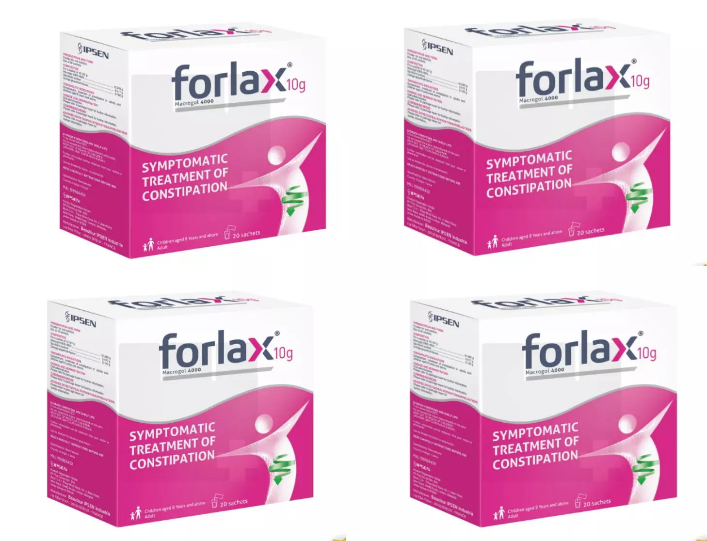 4 X 10g Forlax Treatment Of Constipation From 8 years Kids &amp; Adult DHL E... - $140.80