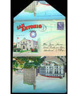 1943 color litho POST CARD fold-out album SAN ANTONIO TEXAS war bond can... - £4.08 GBP