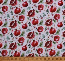 An item in the Crafts category: Cotton Christmas Seasonal Winter Pomegranates White Fabric Print by Yard D502.60