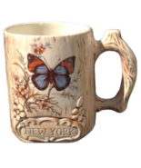 Vintage Treasure Craft New York Ceramic Coffee Mug Wood Grain Butterfly ... - £8.16 GBP
