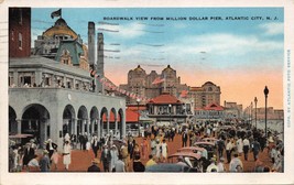 Atlantic City New Jersey~Boardwalk View From Million $$ Pier Postcard 1932 Pmk - £4.07 GBP