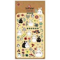 CUTE BONNY STICKERS Bunny Rabbit Kawaii Papar Sticker Sheet Craft Scrapb... - $2.49