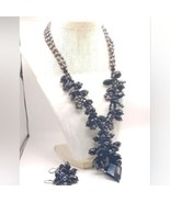 Vintage Pearl and Black Glass Necklace and Earrings/gunmetal ear clasps - €52,10 EUR