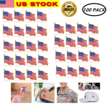 100 Pcs Unisex American Flag US Label Pin United States USA Hat Tie Tack Badge - £14.85 GBP