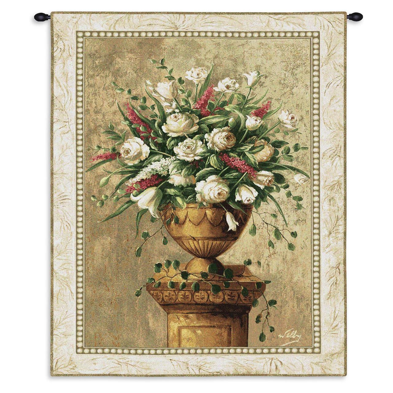 Primary image for 53x38 SPRING EXPRESSION Pink White Floral Tapestry Wall Hanging 