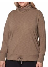 MONDETTA Women&#39;s Plus XXL Mocha Mock Neck Drawstring Waist Sweatshirt Shirt NWT - £14.11 GBP