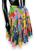 Vtg 70s Handmade Groovy Mod Psychedelic Floral Skirt Floral Bright Print... - $32.18