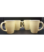 Fapor Ringware Ribbed Yellow Coffee Tea Mugs Set of 4 Thick Ceramic Port... - £17.92 GBP