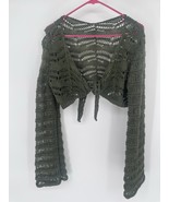 Vtg 90s Crochet Black Bolero Shrug L  Top Flared Long Bell Sleeves Y2K Boho - €21,45 EUR