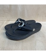 Crocs Sandals Womens 6 Sanrah Circle Wedge Flip Flops Shoes Black Comfor... - £21.88 GBP