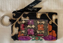 Vera Bradley Zip ID Case Zipper Pouch Coin Purse Keyring Suzani Retired - $22.00