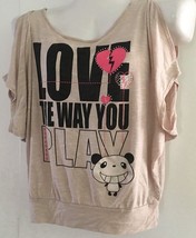 vintage Oatt Y2K USA Top Shirt M peek A boo sleeve Bling Love the way yo... - £12.60 GBP