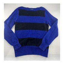 Lauren Ralph Lauren Sweater Womens Large Black Blue Striped Pullover Cot... - $14.27
