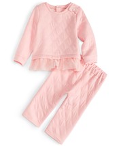 First Impressions Baby Girls Quilted Top and Pants, 2 Piece Set, - Creamy Berry - £18.07 GBP