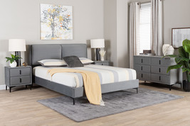 Jaspen Modern Slate Gray Velvet Queen 4Pc Bedroom Set - $24,211.83 MXN