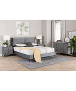 Jaspen Modern Slate Gray Velvet Queen 4Pc Bedroom Set - $23,856.16 MXN