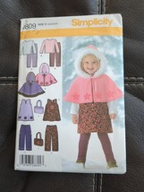 Simplicity 4809 Toddler Girls 1/2-1-2-3-4 Jumper Pants Capelet Bag Top Leggings - £6.82 GBP