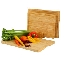 MegaChef 3 Piece Natural Bamboo Cutting Board Set with Base - $71.47