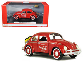 1966 Volkswagen Beetle w Rear Luggage Rack Red w Two Bottle Cases Coca-Cola 1/24 - £43.00 GBP