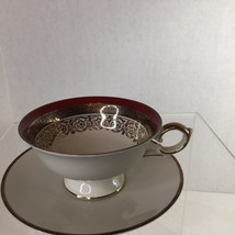 Alka Kunst Bavaria Red with Gold Trim Tea Cup and Saucer Germany #634 signed - £13.18 GBP