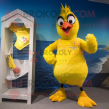 Yellow Roosters mascot costume character dressed with a One-Piece Swimsuit and A - £902.99 GBP