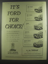 1953 Ford Cars Ad - Anglia, Prefect, Consul, Zephyr-6 and Zephyr Zodiac - £14.76 GBP