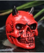 Hell Bent Pit Lord Horned Crimson Blood Red Demon Vampire Mini Skull Fig... - $21.81 CAD