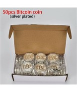 50 Pcs Bitcoin Souvenir Collectible Silver Plated Physical Metal Coin - $100.72 CAD