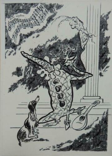Original Ink Drawing 17&quot;x12.5&quot; titled Quasi Maestoso unsigned c1970 Carn... - $539.99