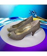 Bandolino Gold Glitter Sparkly Peep Toe Pumps Women&#39;s 10M High Heel Shoe... - $17.77