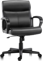 Mid-Back Office Computer Desk Chair With Armrest, Swivel, And, Home Office Chair - £75.69 GBP