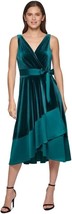 Dkny Womens Green Velvet Midi Summer Wrap Dress *Belt Missing* Green Size 2 - £19.21 GBP