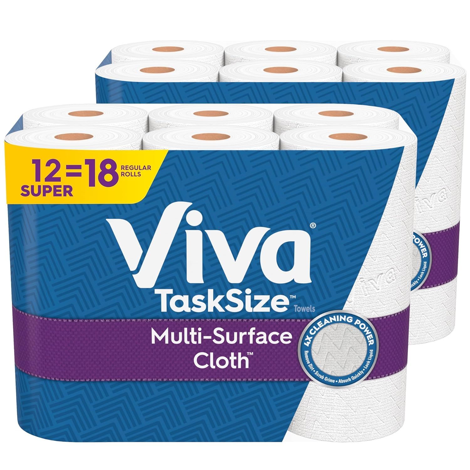 Viva Multi-Surface Cloth Paper Towels, Task Size - 12 Super Rolls (2 Packs of 6)