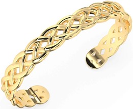 New Vintage 14K Yellow Gold Over 925 Silver Celtic Infinity Cuff Bangle Bracelet - £128.10 GBP