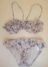 Janie And Jack Bikini Girls Blue White Floral 2 Piece Bathing Swim Suit ... - $14.50