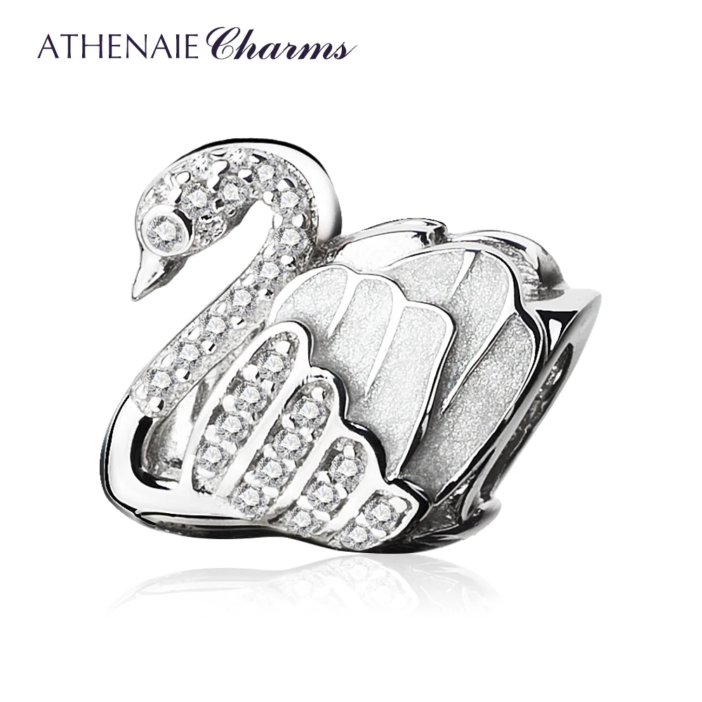 925 Sterling Silver Faith Swan Enamel Charms Beads Fit All European Bracelets Ne - £45.27 GBP