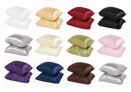 2pc Brand New Queen / Standard Size Silk~y Satin Pillow Case Multiple Colors - £23.89 GBP