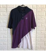 Sean John color block polo shirt XL (navy purple white) - $633.78 MXN