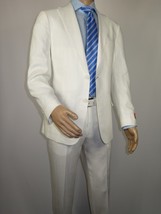 Men's ENZO Linen Spring Summer Suit Light Weight Breathable E58302-1 White image 12