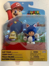 New Jakks Pacific 41548 World Of Nintendo 4&quot; Mario Cat Toad W/SUPER Bell Figure - £16.51 GBP