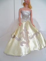 Vintage 1960&#39;s Tagged Barbie Rich Cinderella Yellow Gown w/Silver Glitter - £29.83 GBP