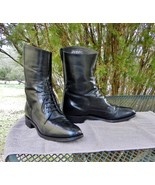 Vintage Justin USA 10&quot; Leather Horsemens BOOTS Spit shine Medial lacer M... - $2,284.77 MXN