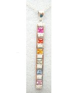 14K White Gold Genuine Natural Rainbow Sapphire Pendant with Diamonds (#... - £408.99 GBP