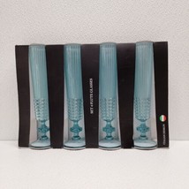 NEW 4 Baci Milano Blue Acrylic Champagne Flute Glasses Chic &amp; Zen - $49.40
