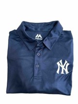 Genuine Merhandise Majestic Ny Yankees Polo Shirt Navy Large - £15.69 GBP