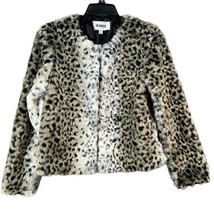 BB Dakota Wild Thing Snow Winter Jacket Black Tan Leopard Soft Faux Fur Size M - £66.14 GBP