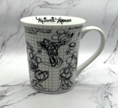 Vintage Disney Sketchbook Minnie Mouse Mug Cup Animation Black &amp; White - $11.60