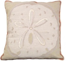 Pillow Throw Needlepoint Sand Dollar Shell 18x18 Down Insert Wool Cotton Velvet - £238.70 GBP