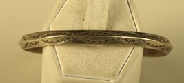 Vtg Sterling Sterling Native American Tribal Carved Etched Cuff Bracelet 6 3/4 - £48.01 GBP