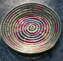 10.5" Basket Bowl Handwoven Natural Sea Grass Woven South west USA - vintage - $23.71